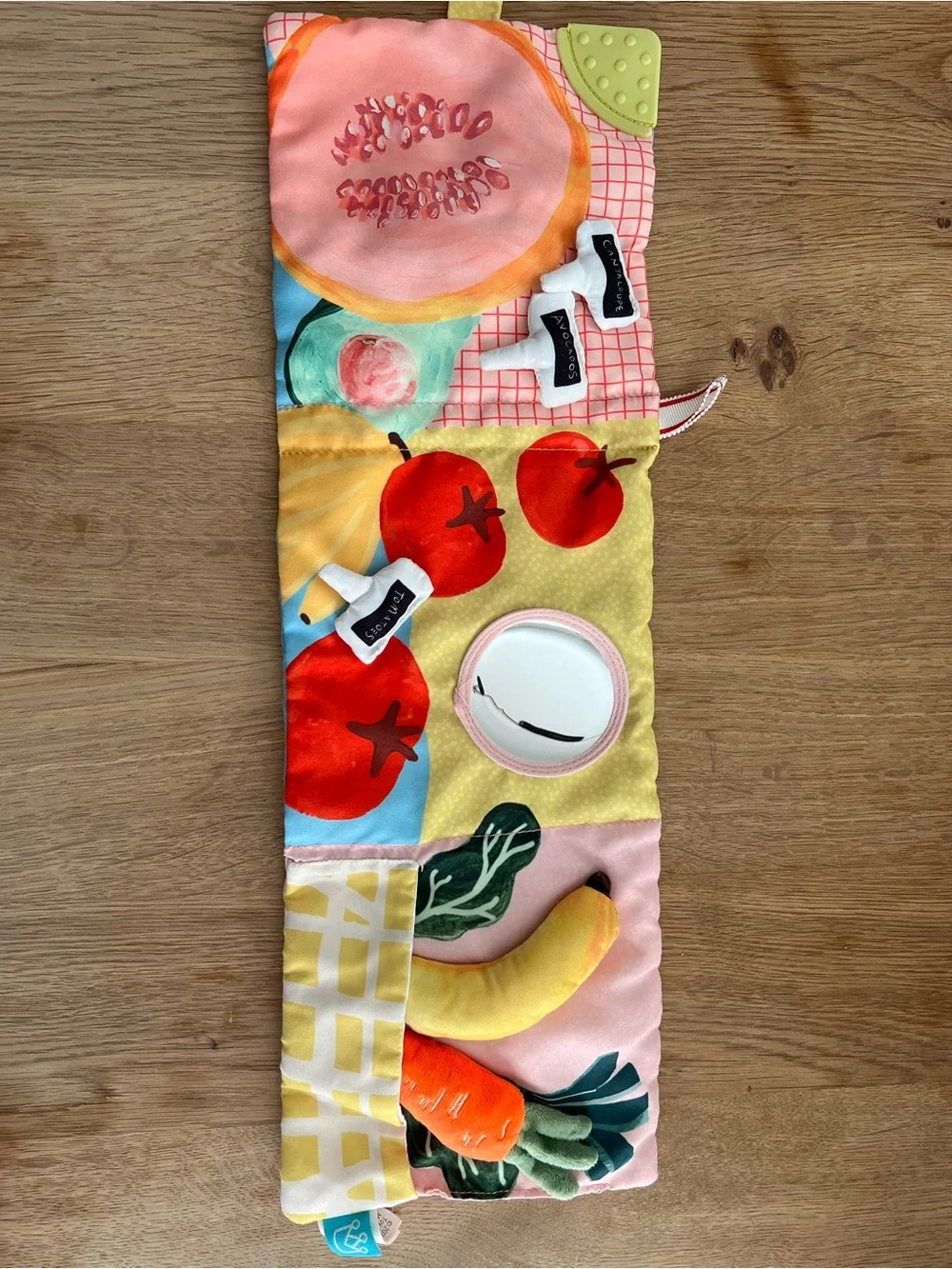 Manhattan Toy Mini Apple Farm soft crinkle activity book toy teether fruit veg